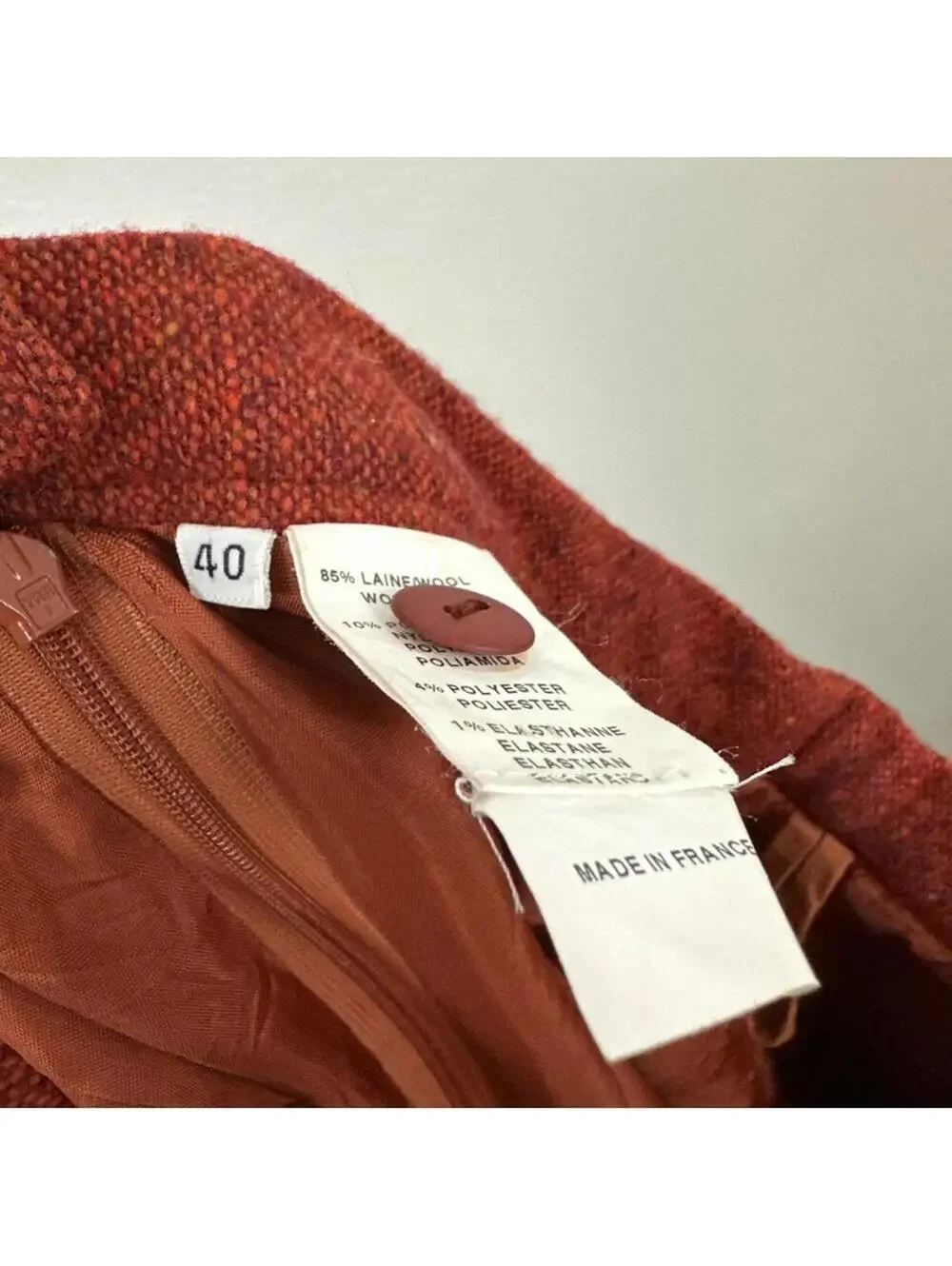 Weinberg Women’s Tweed Burnt Orange Wool Blend Skirt Size 40